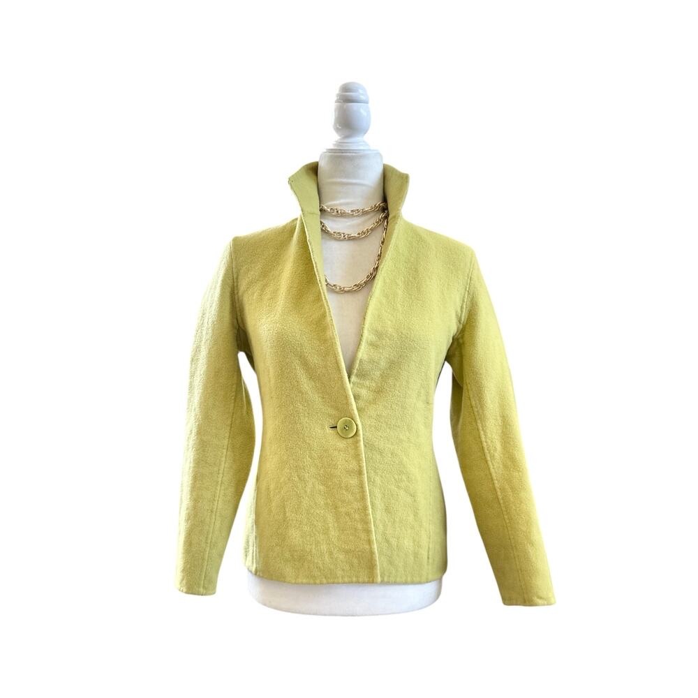 Jones New York Women’s Petite Small Fleece Blazer in Lime Green